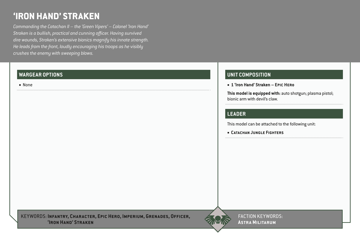 ‘iron Hand’ Straken Options