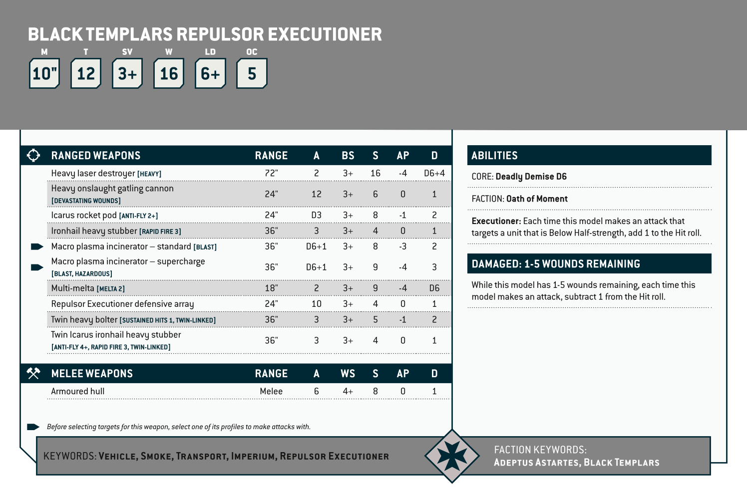 Black Templars Repulsor Executioner