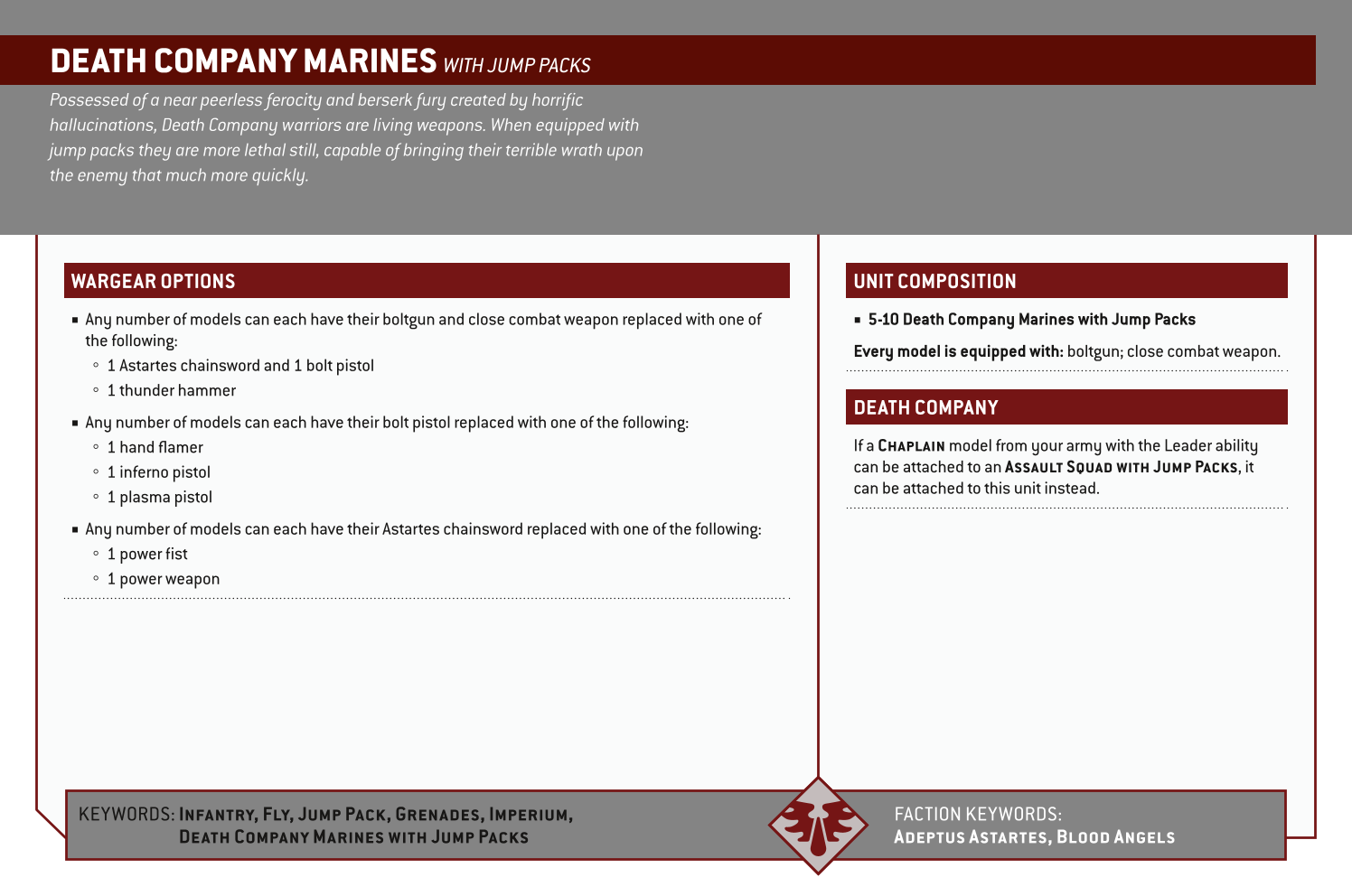 Death Company Marines With Jump Packs Options