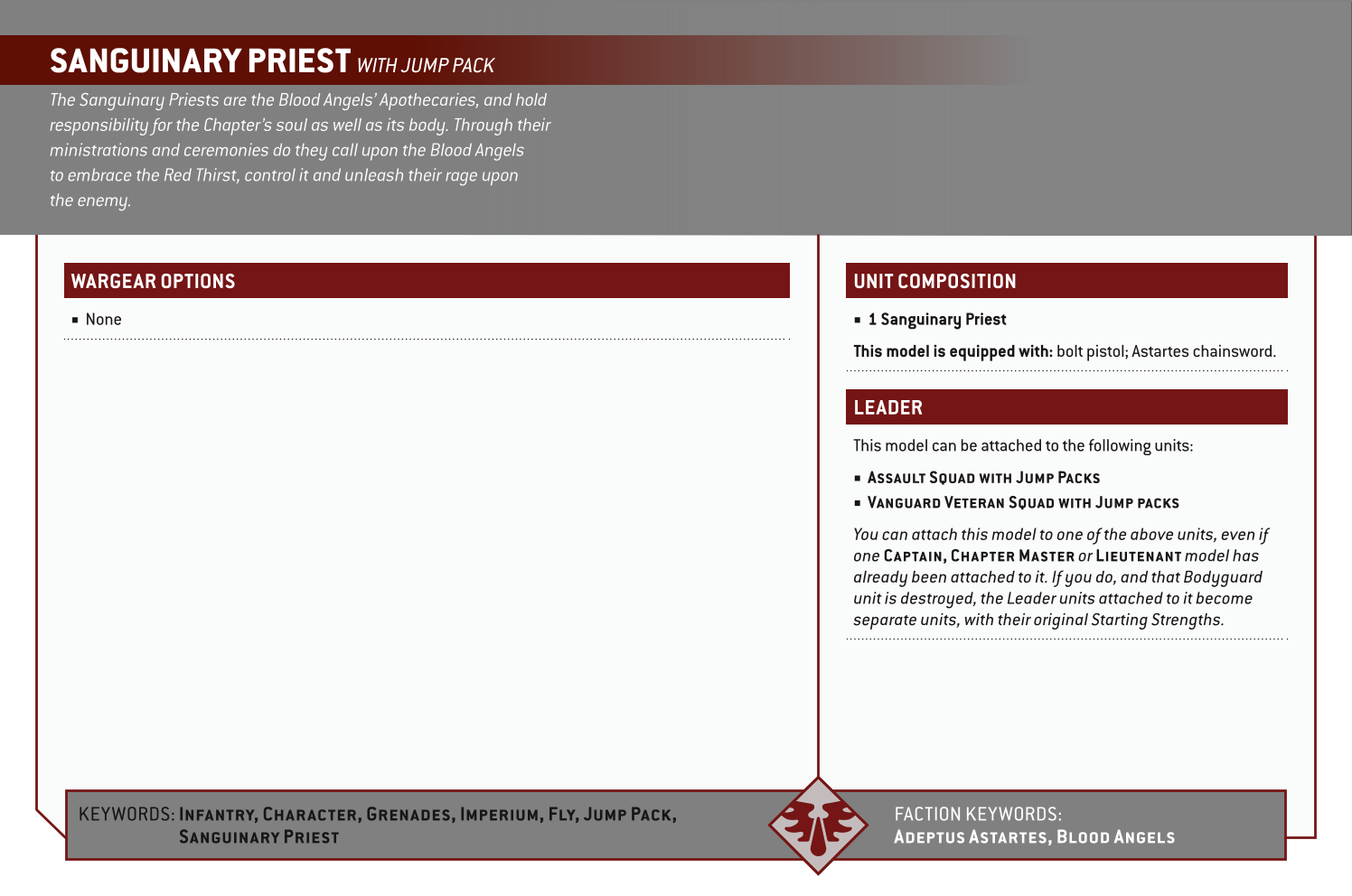 Sanguinary Priest With Jump Pack Options