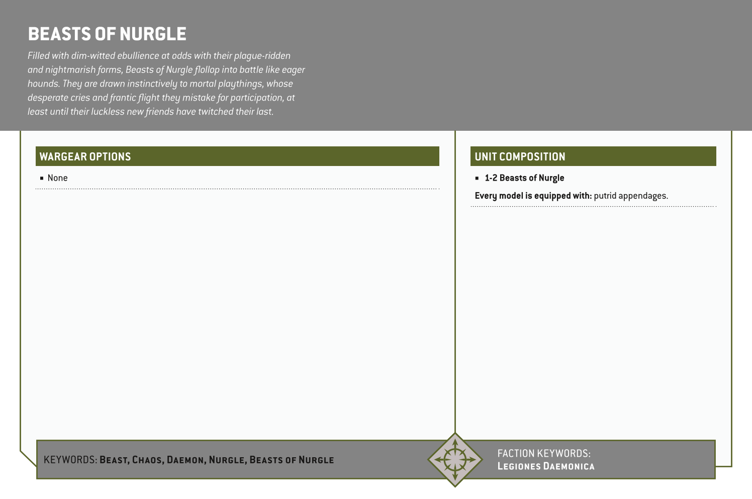 Beasts Of Nurgle Options