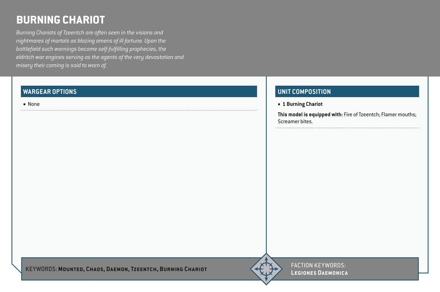 Burning Chariot Options