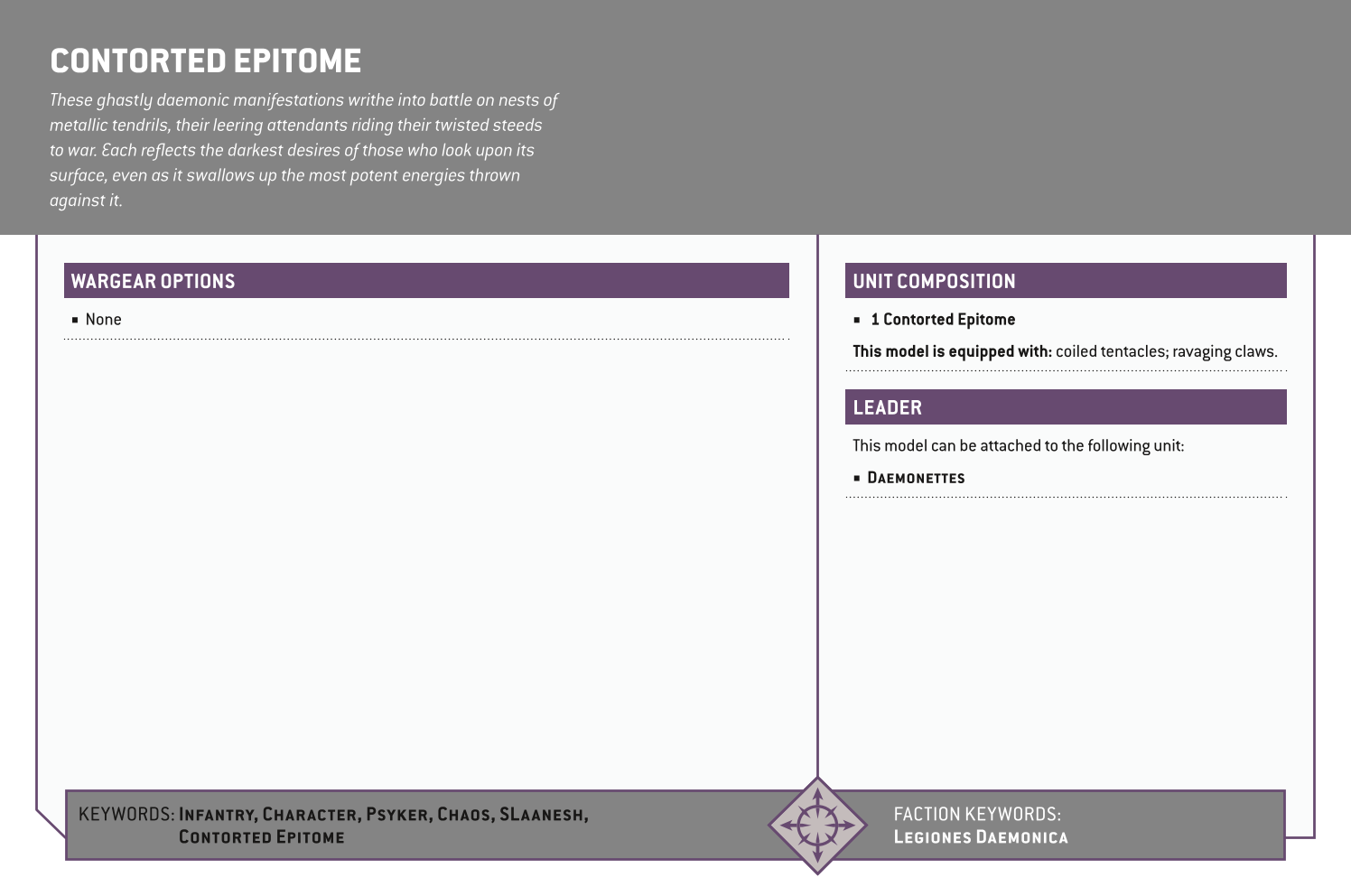 Contorted Epitome Options