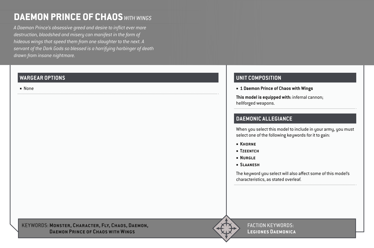 Daemon Prince Of Chaos With Wings Options