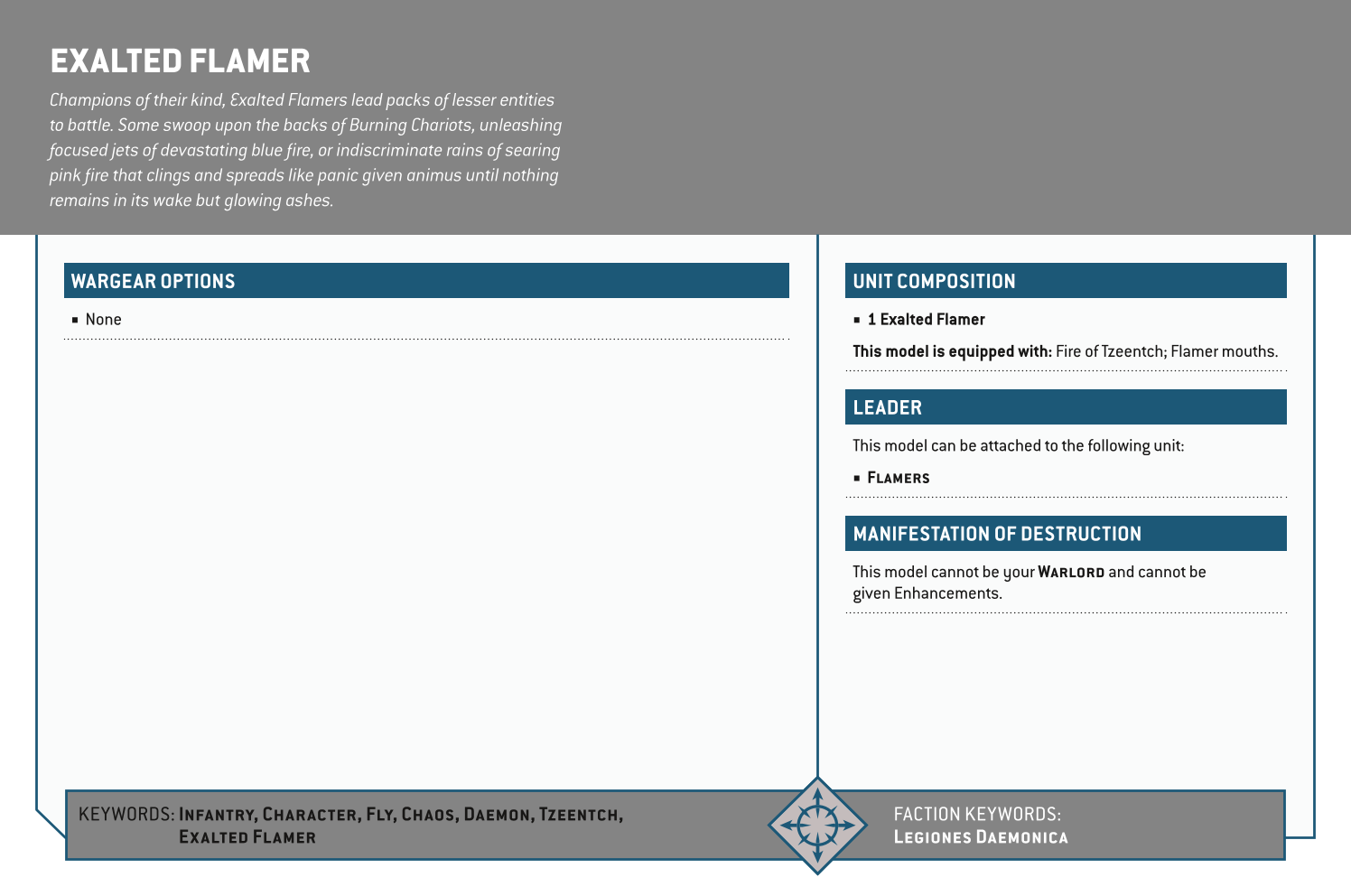 Exalted Flamer Options