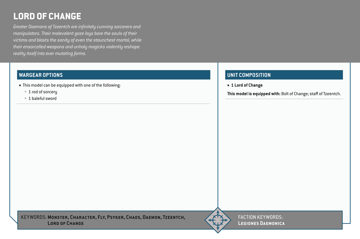 Lord Of Change Options