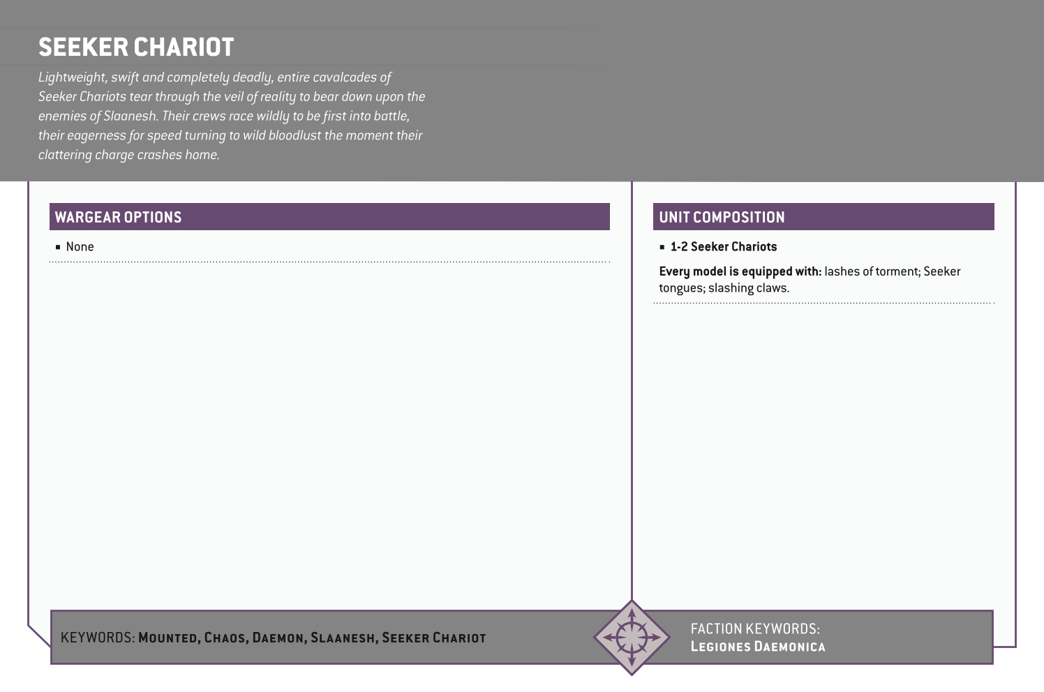 Seeker Chariot Options