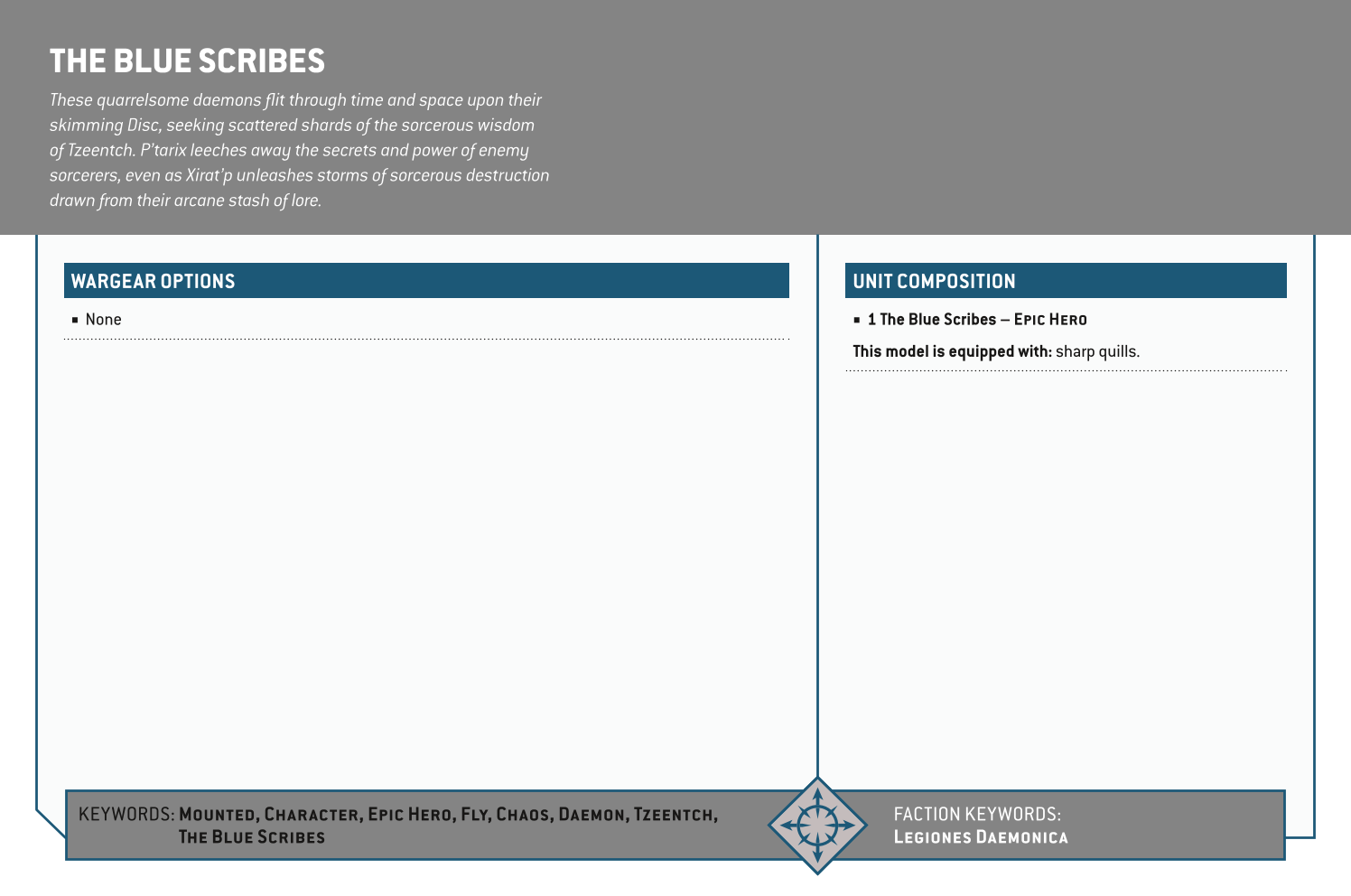 The Blue Scribes Options