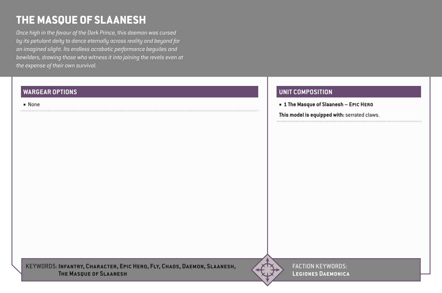 The Masque Of Slaanesh Options