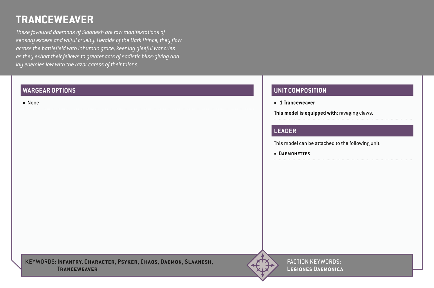 Tranceweaver Options