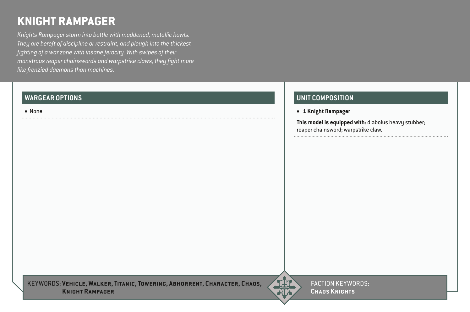 Knight Rampager Options