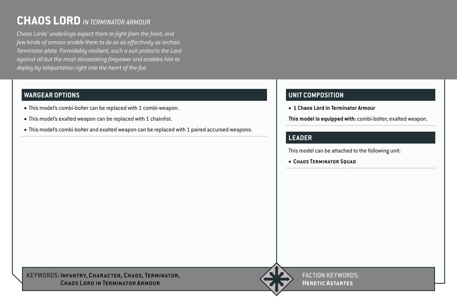 Chaos Lord In Terminator Armour Options