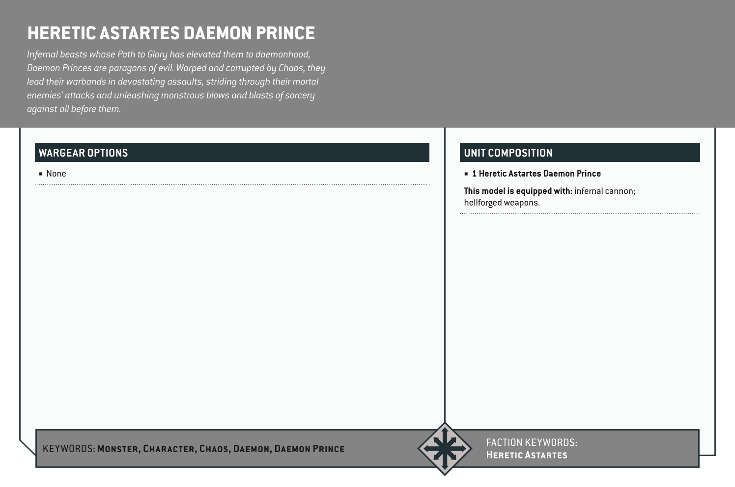 Heretic Astartes Daemon Prince Options