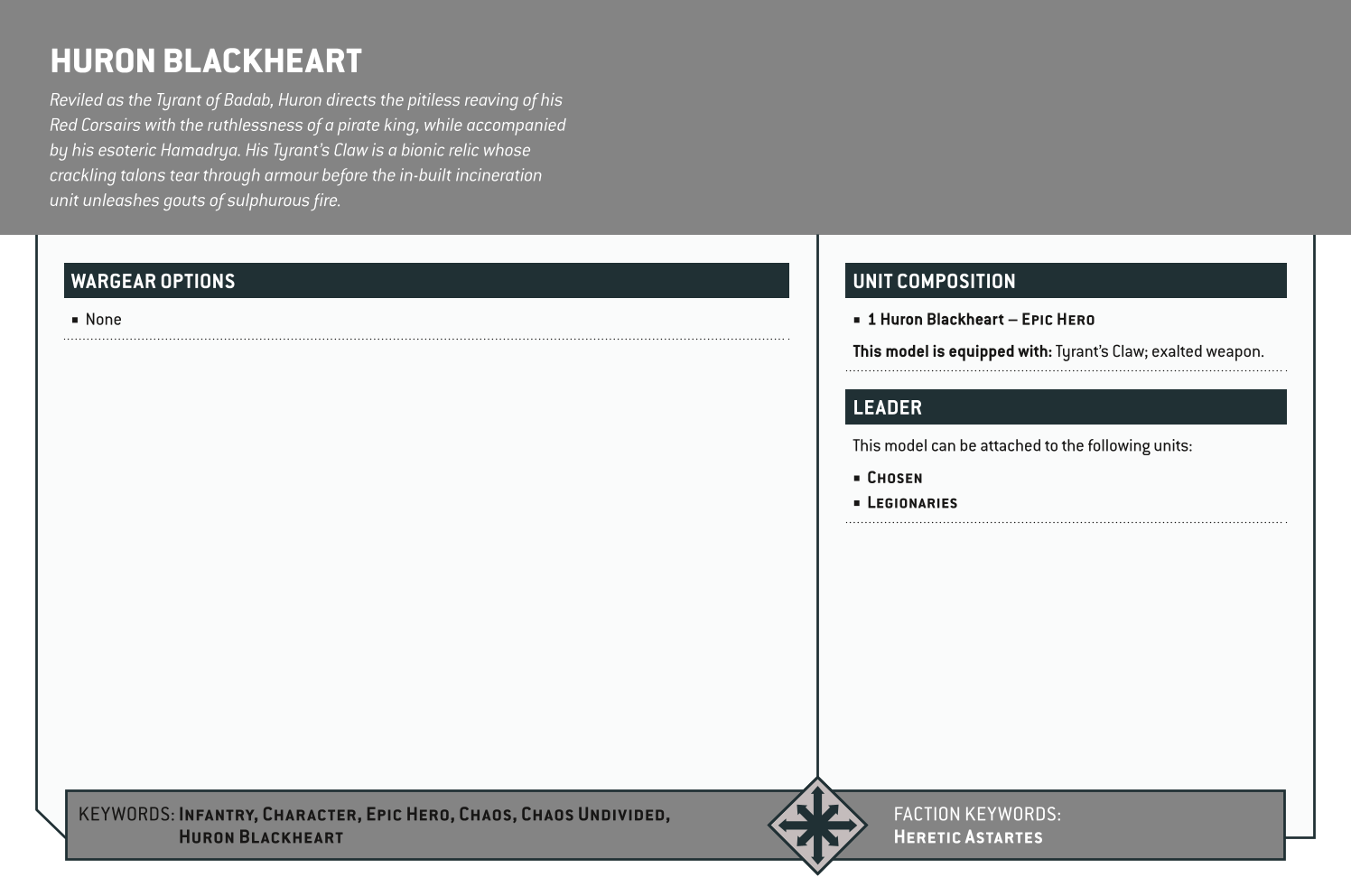 Huron Blackheart Options