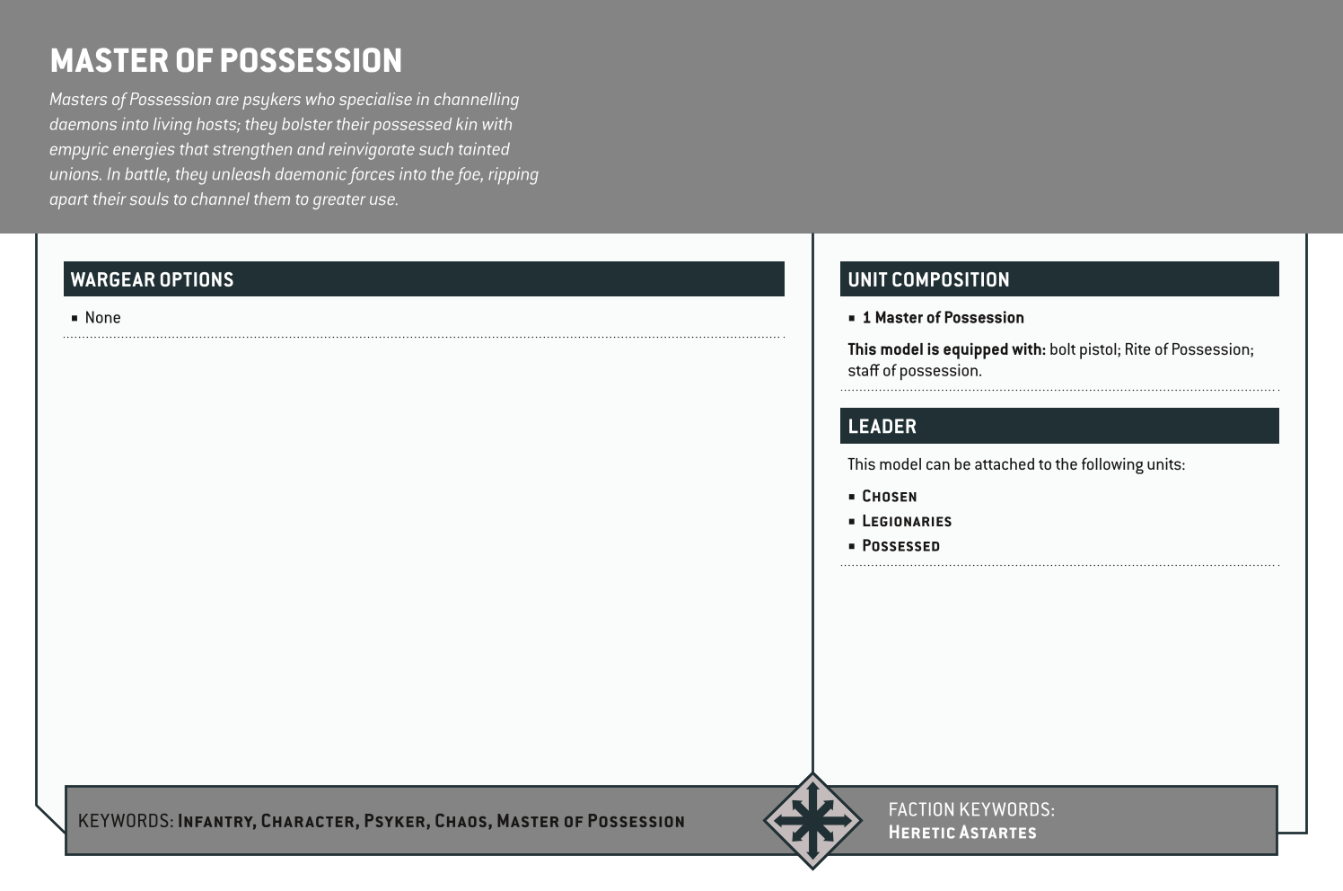 Master Of Possession Options