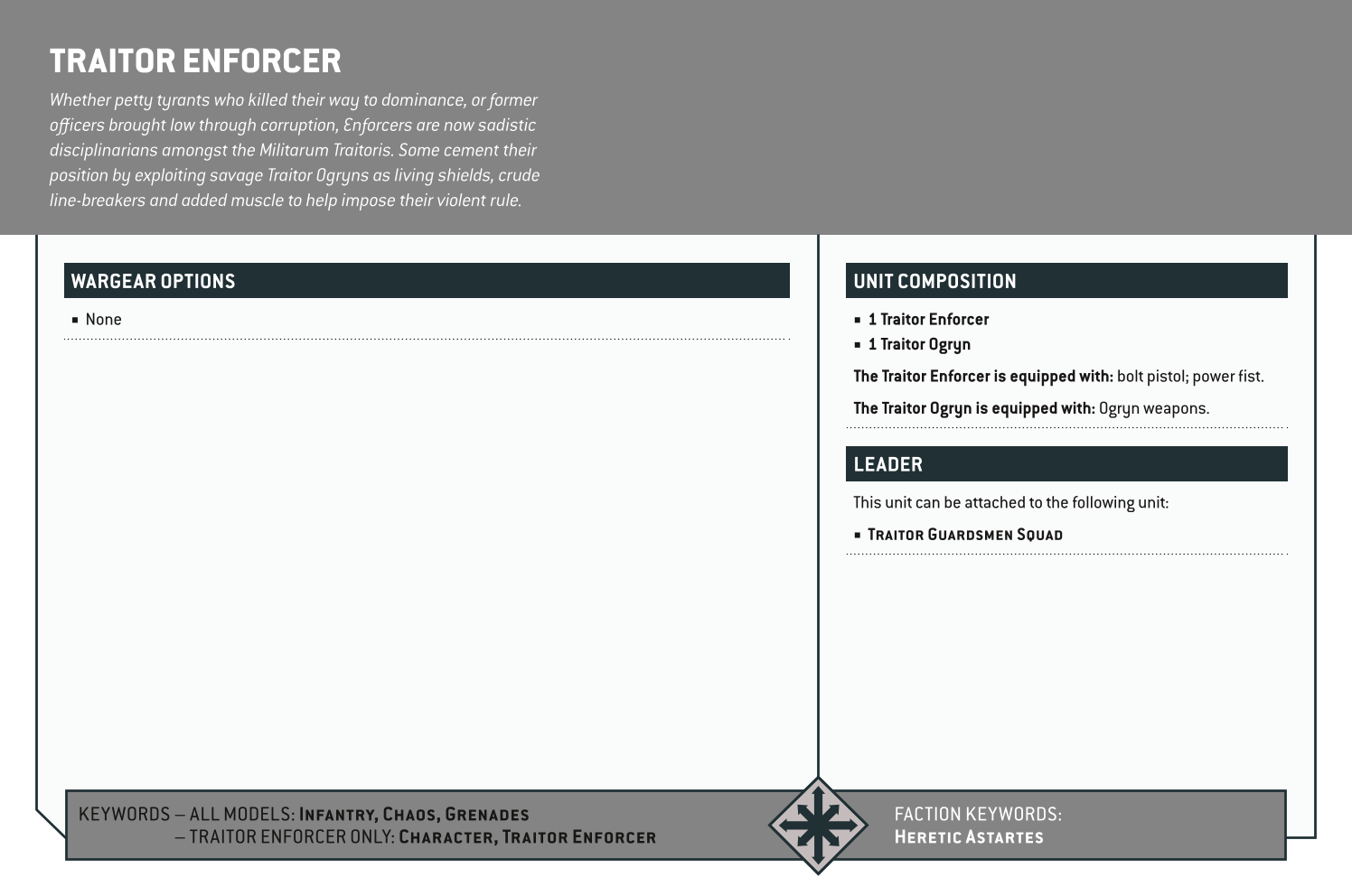 Traitor Enforcer Options