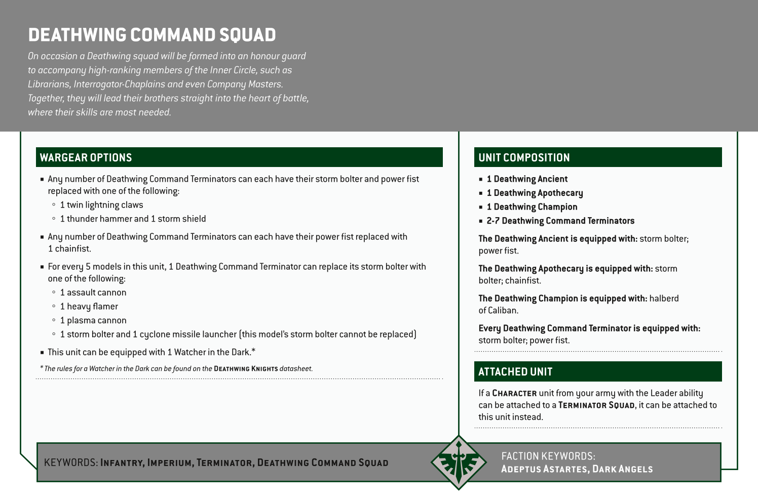 Deathwing Command Squad Options