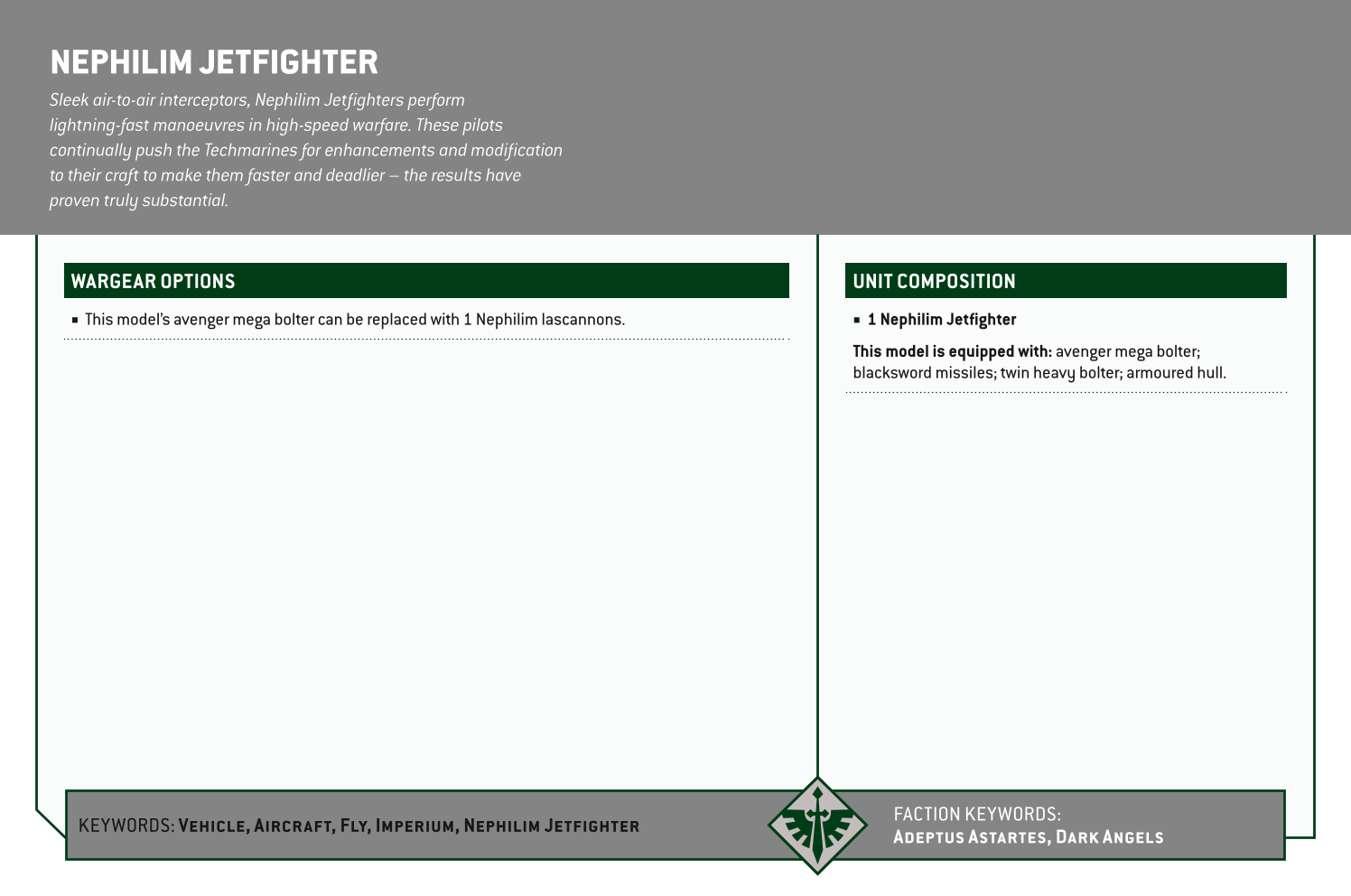 Nephilim Jetfighter Options