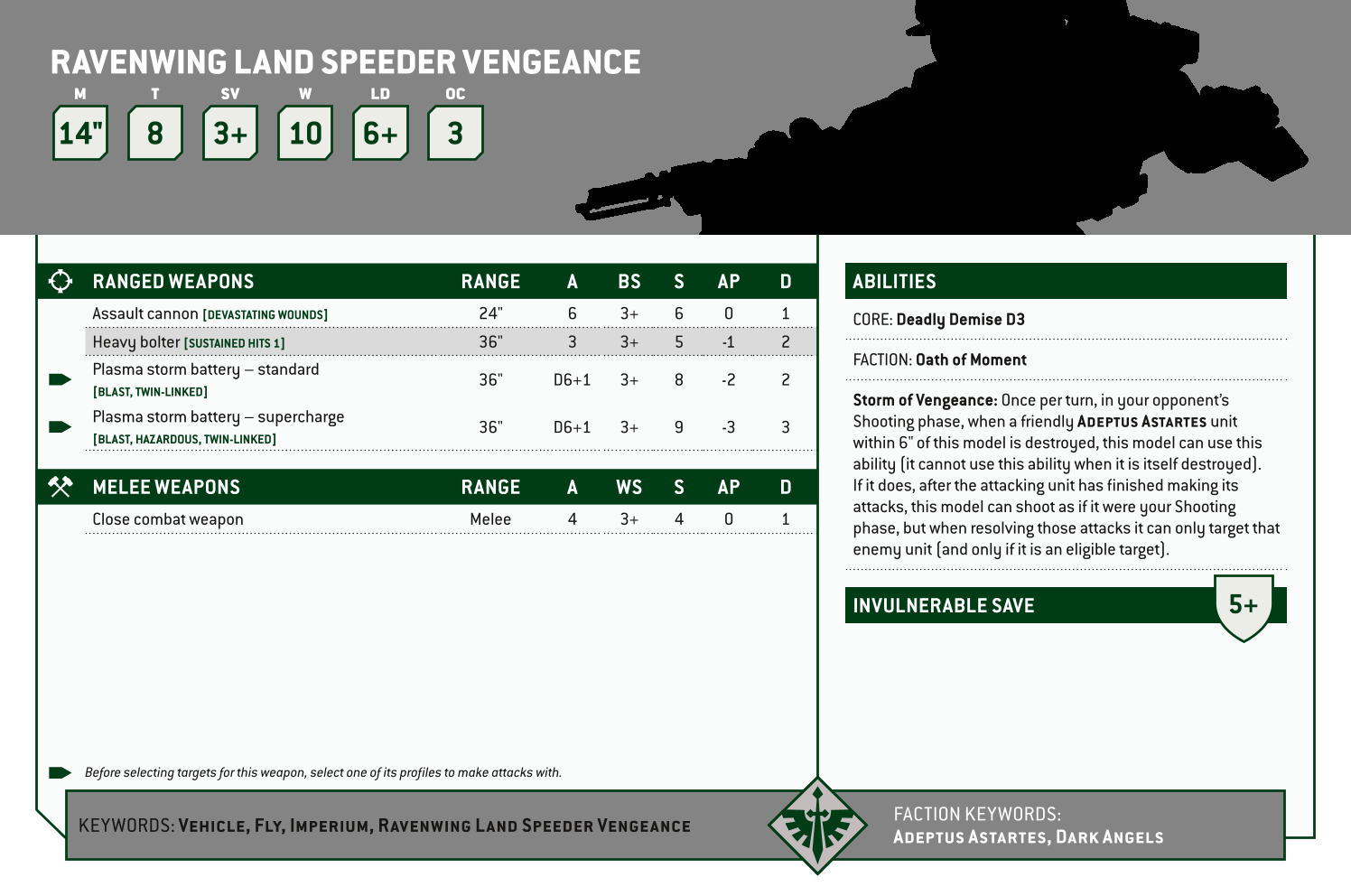 Ravenwing Land Speeder Vengeance