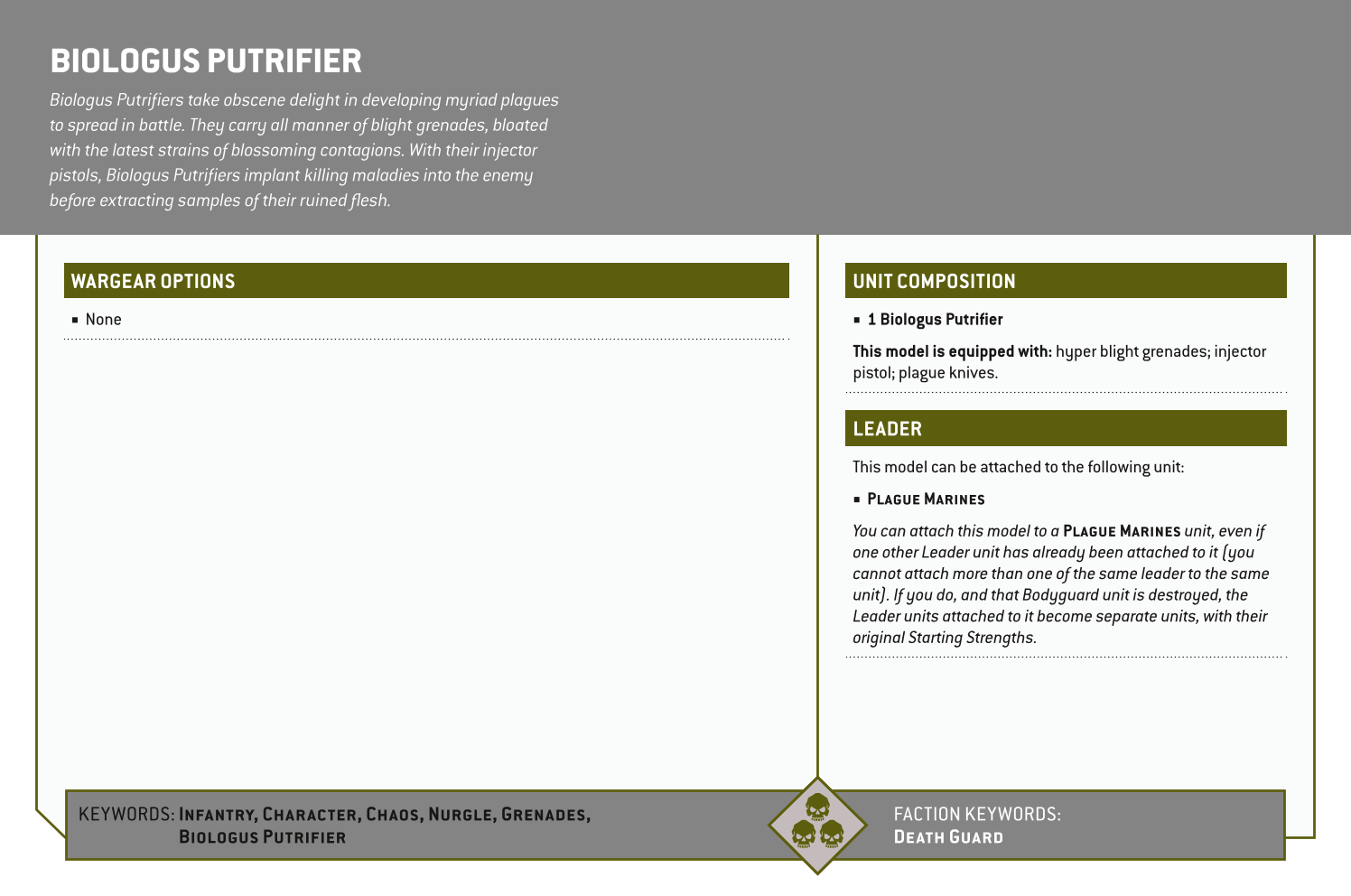 Biologus Putrifier Options