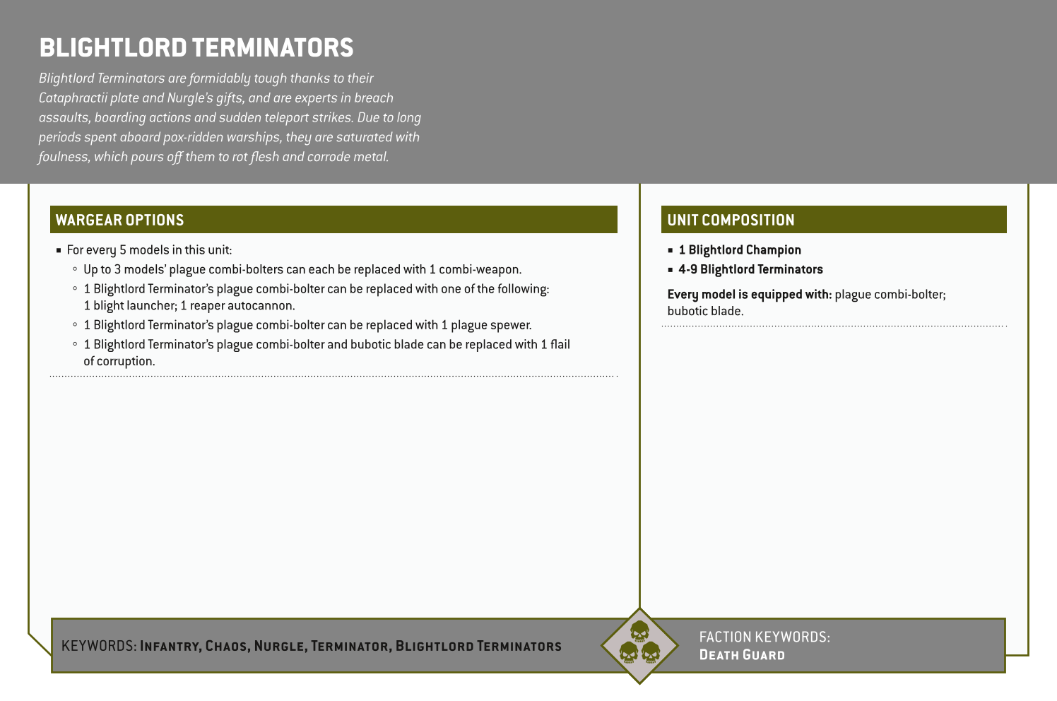 Blightlord Terminators Options