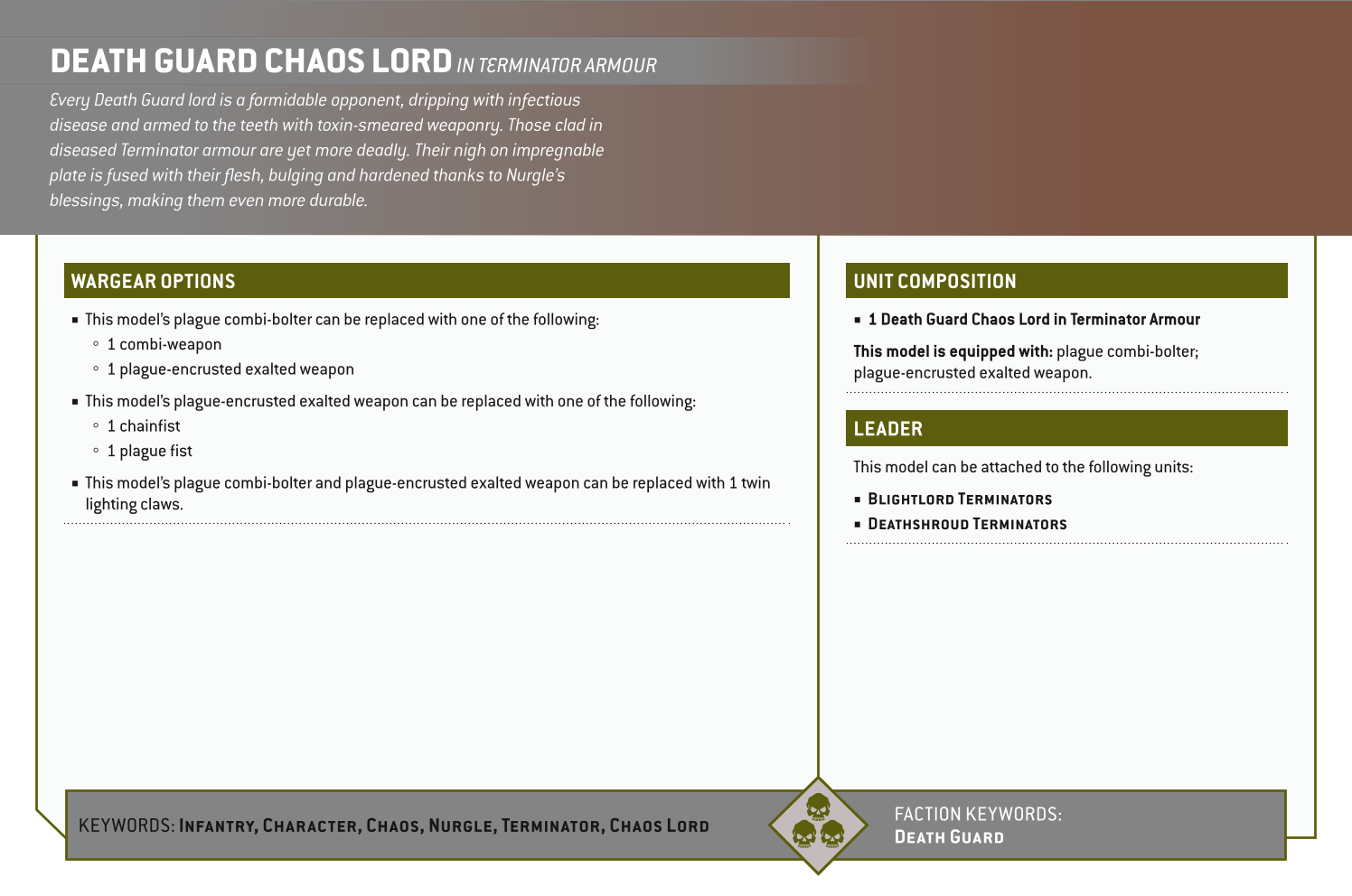 Death Guard Chaos Lord In Terminator Armour Options