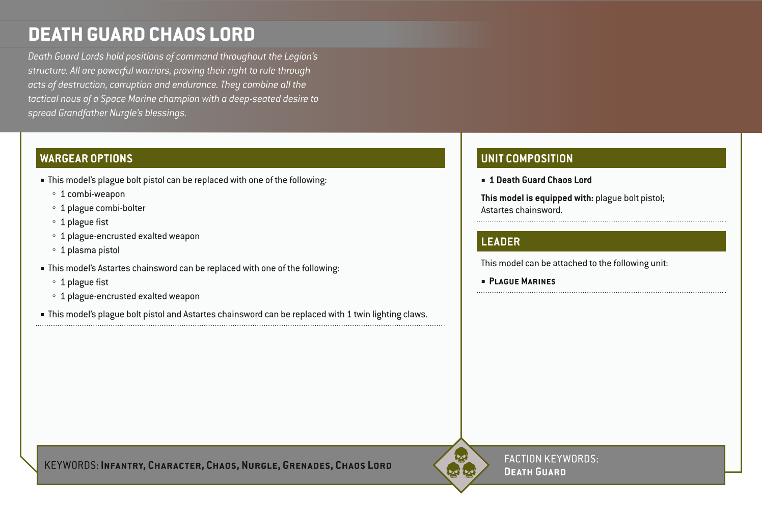 Death Guard Chaos Lord Options