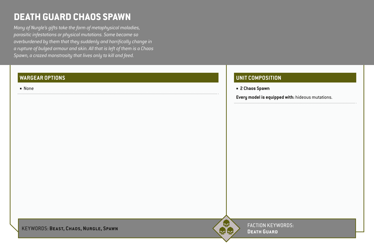 Death Guard Chaos Spawn Options