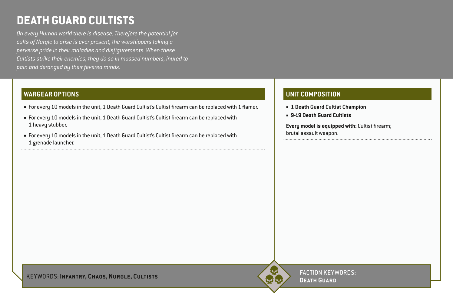 Death Guard Cultists Options