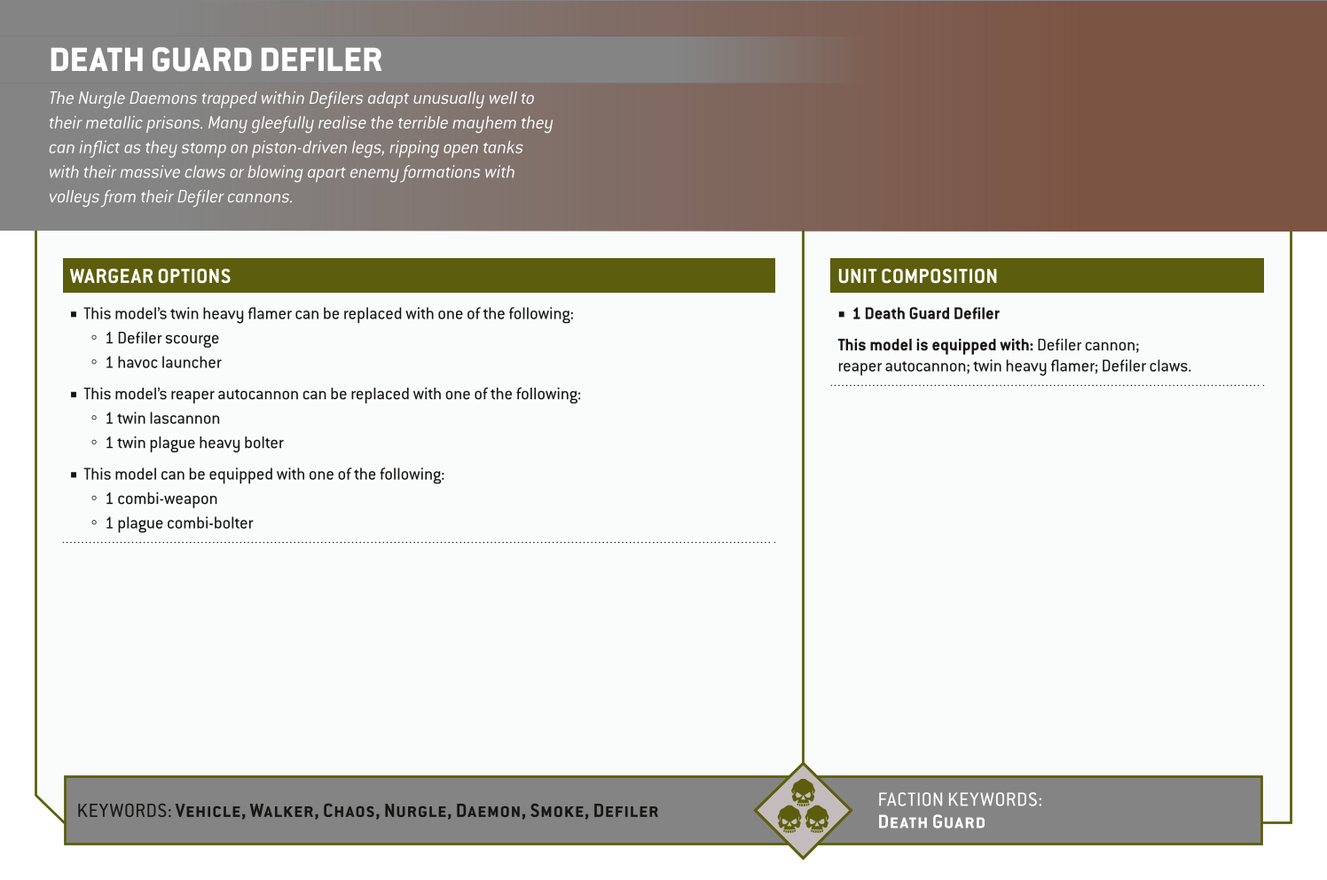 Death Guard Defiler Options