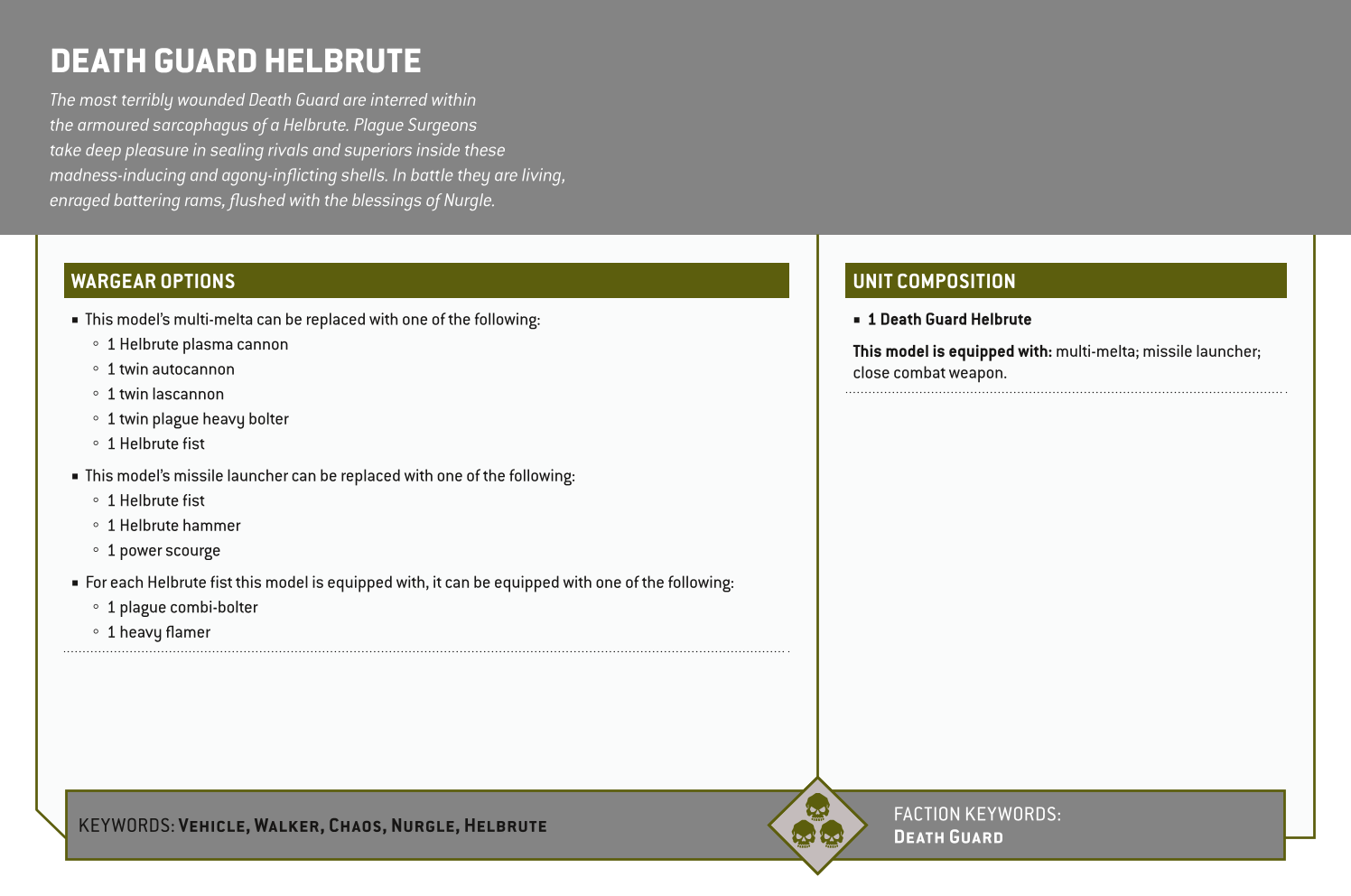 Death Guard Helbrute Options