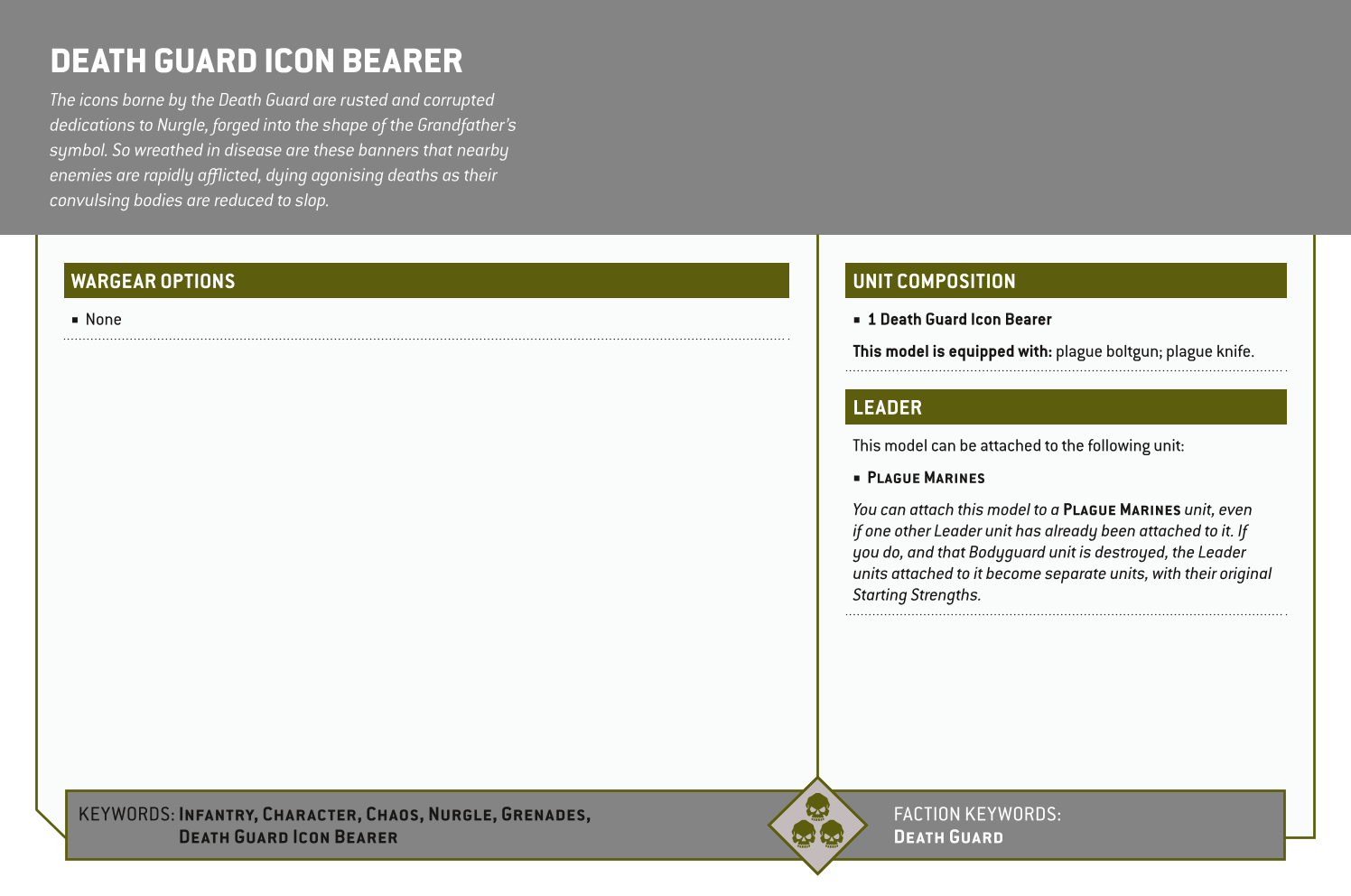 Death Guard Icon Bearer Options