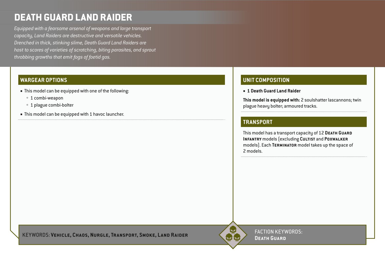 Death Guard Land Raider Options