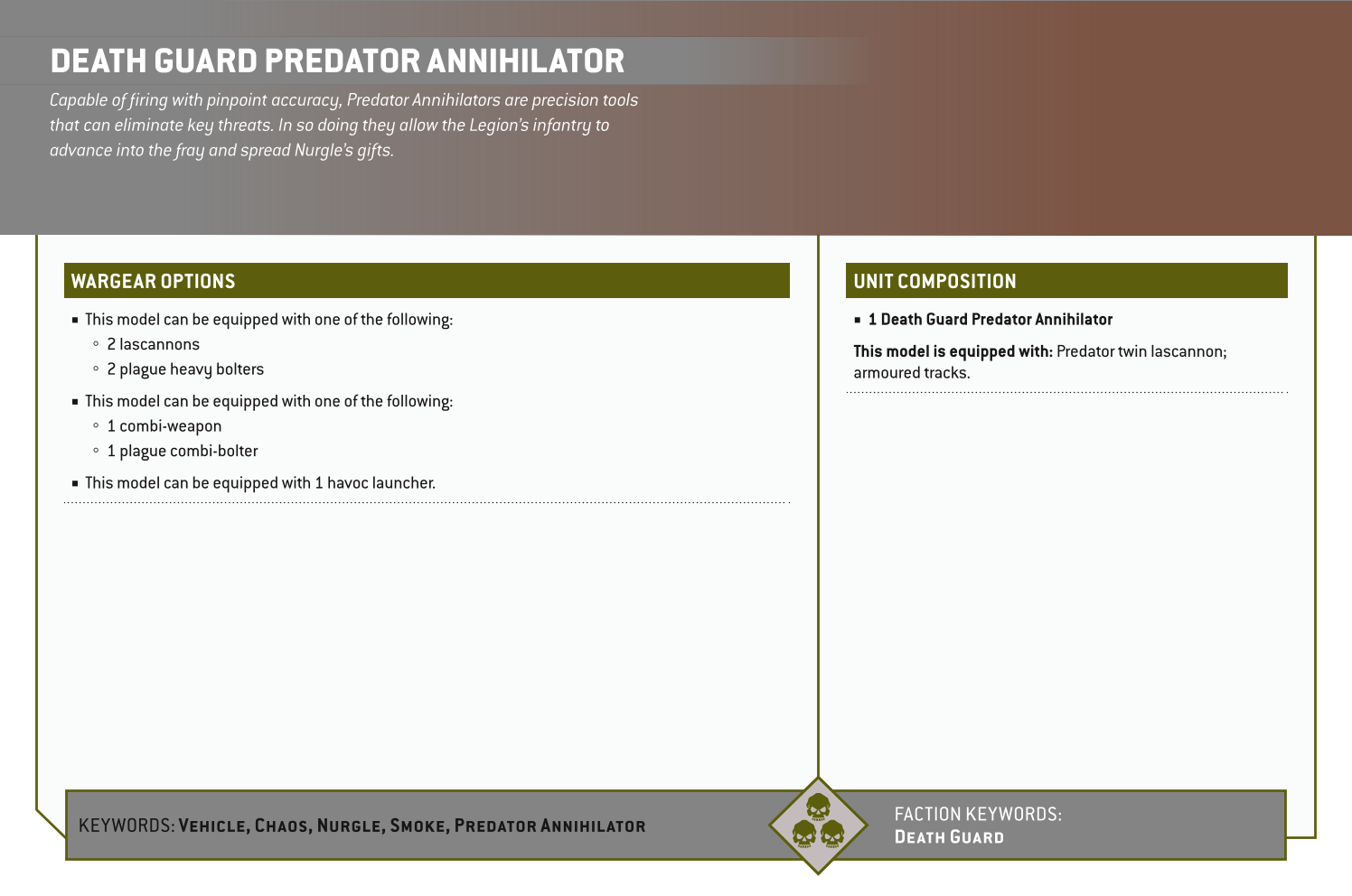 Death Guard Predator Annihilator Options