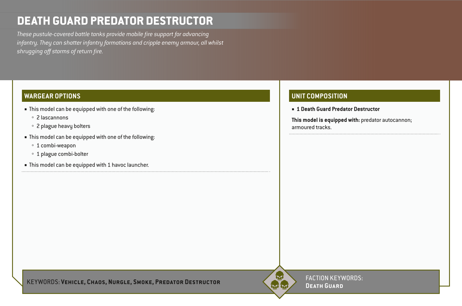 Death Guard Predator Destructor Options