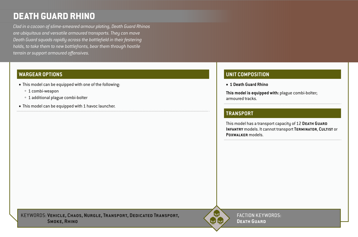 Death Guard Rhino Options