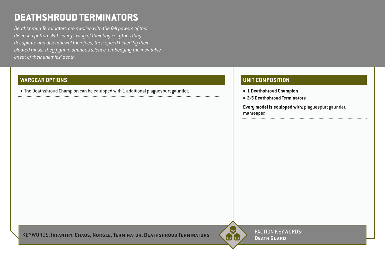 Deathshroud Terminators Options