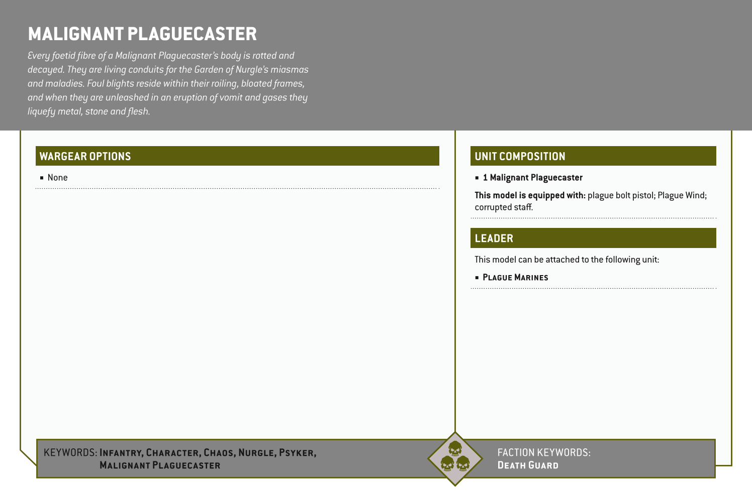 Malignant Plaguecaster Options