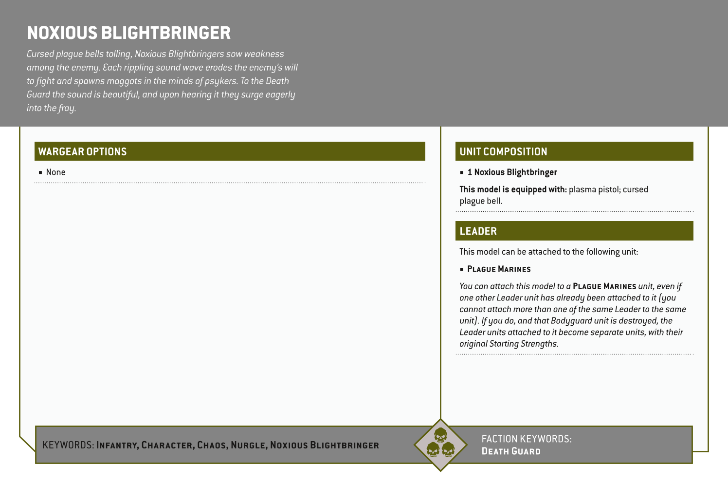 Noxious Blightbringer Options