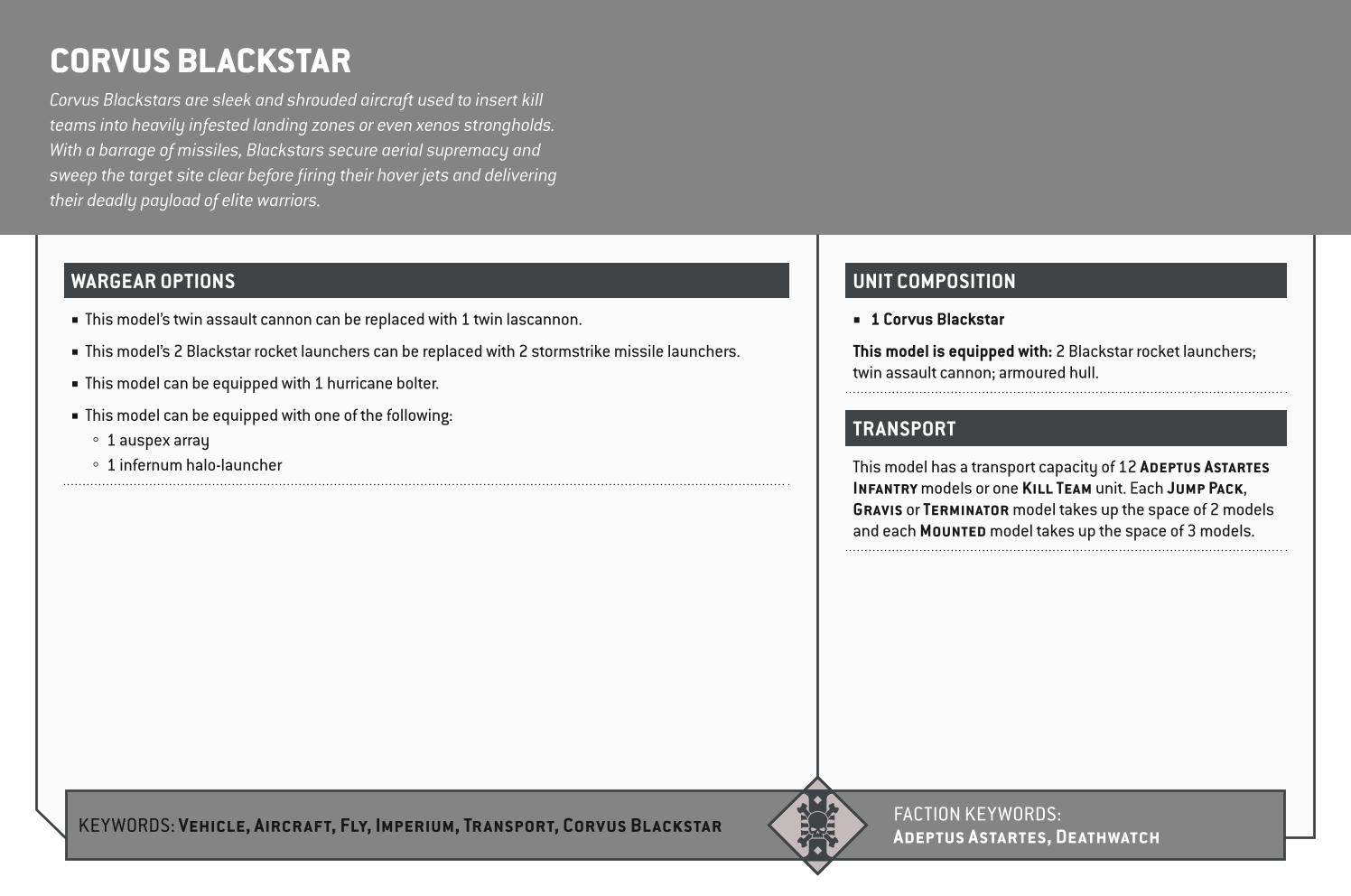 Corvus Blackstar Options