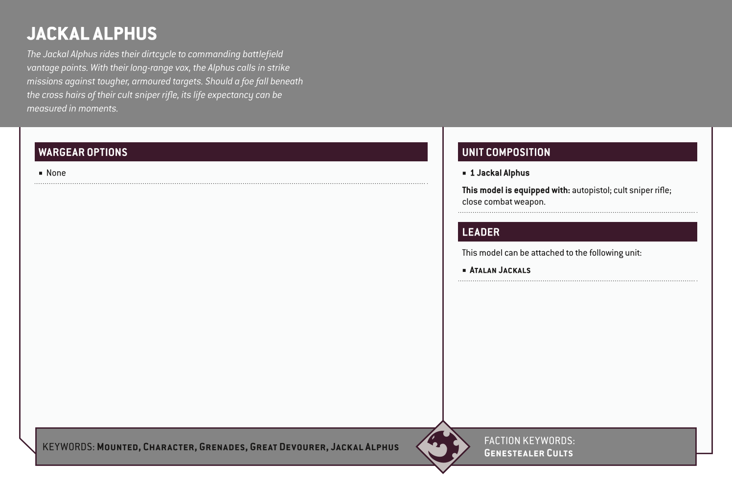 Jackal Alphus Options