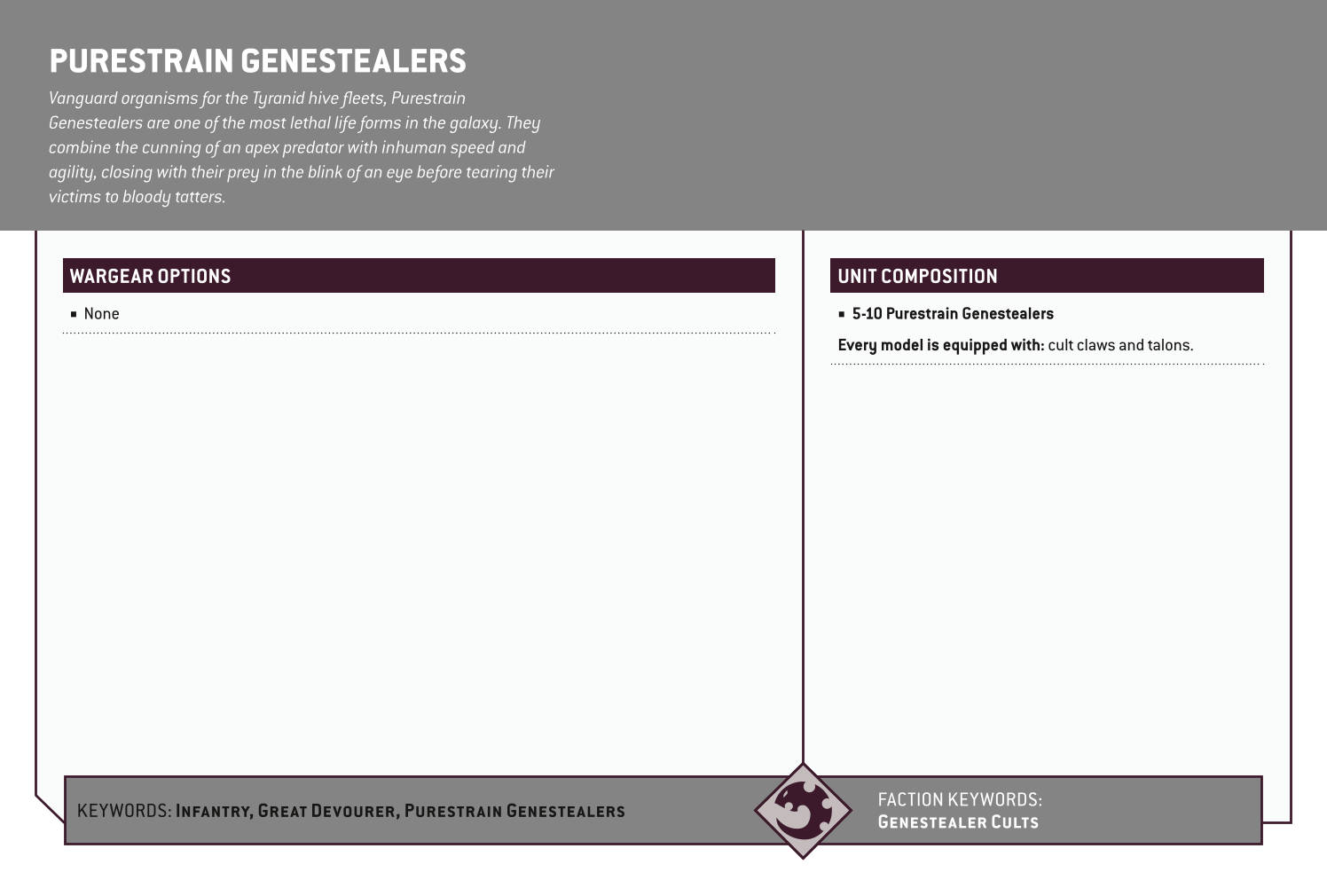 Purestrain Genestealers Options