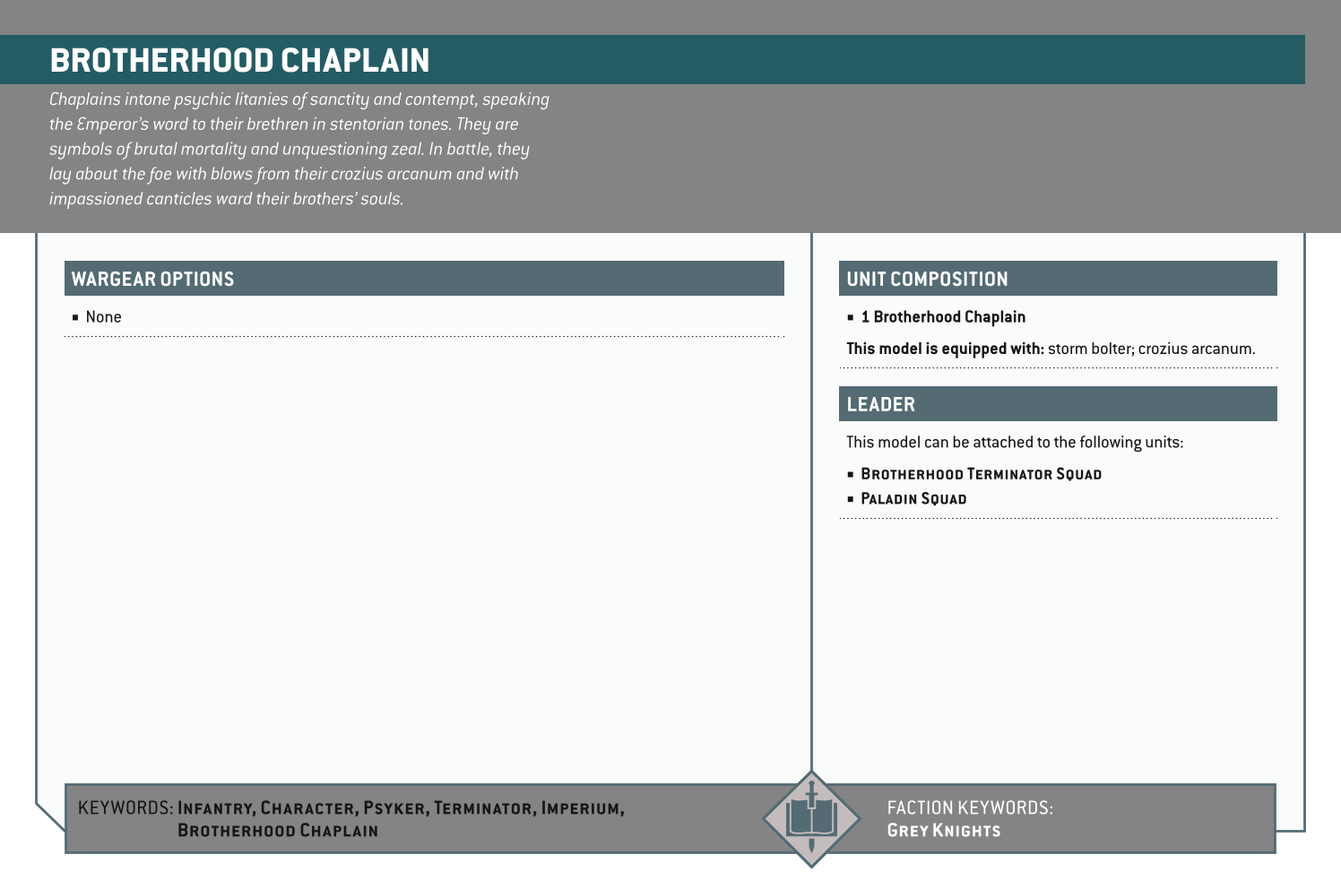 Brotherhood Chaplain Options