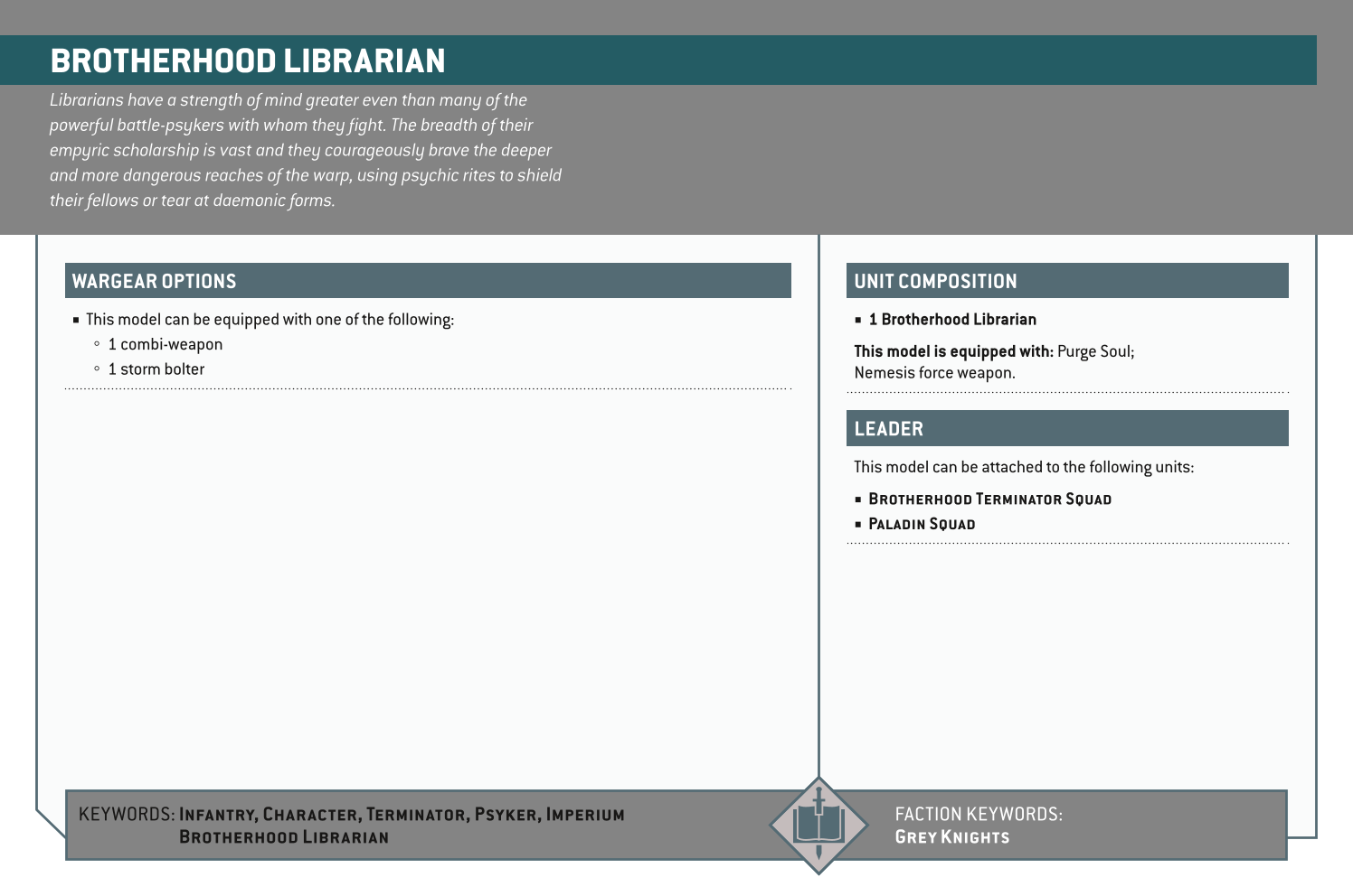 Brotherhood Librarian Options