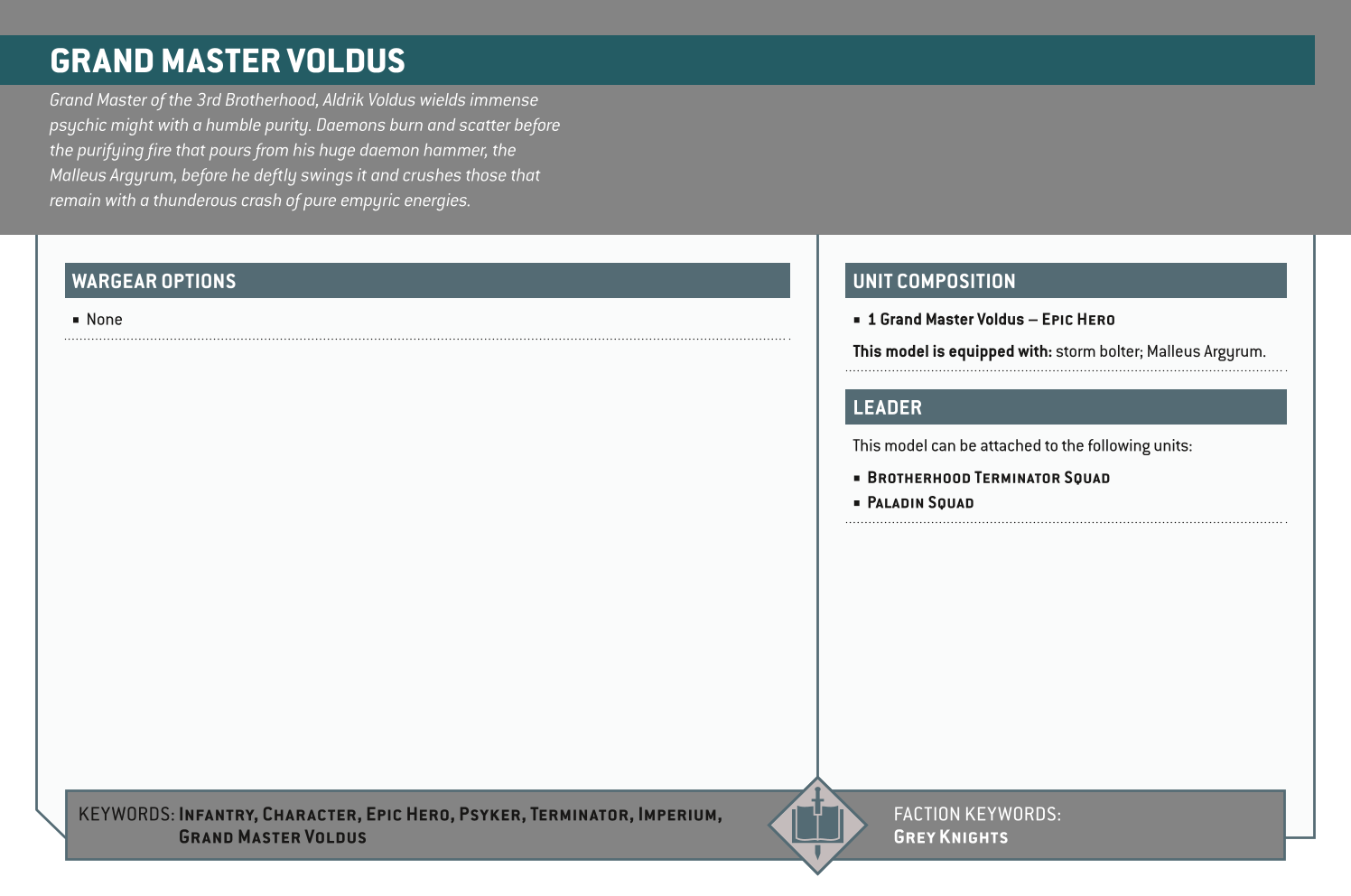 Grand Master Voldus Options