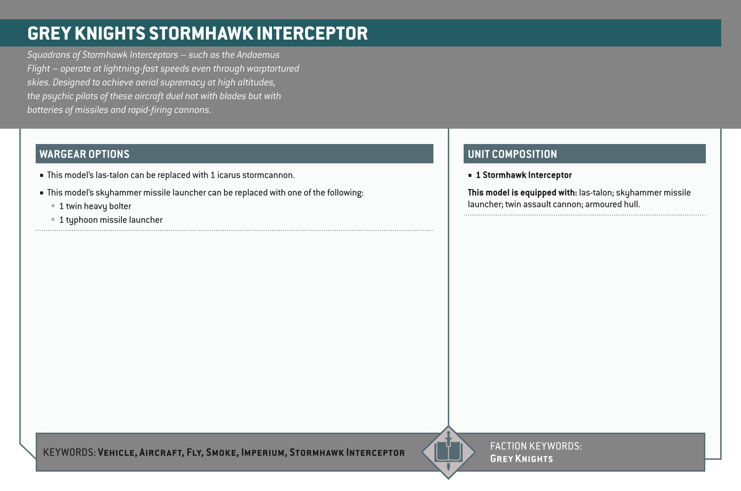 Grey Knights Stormhawk Interceptor Options