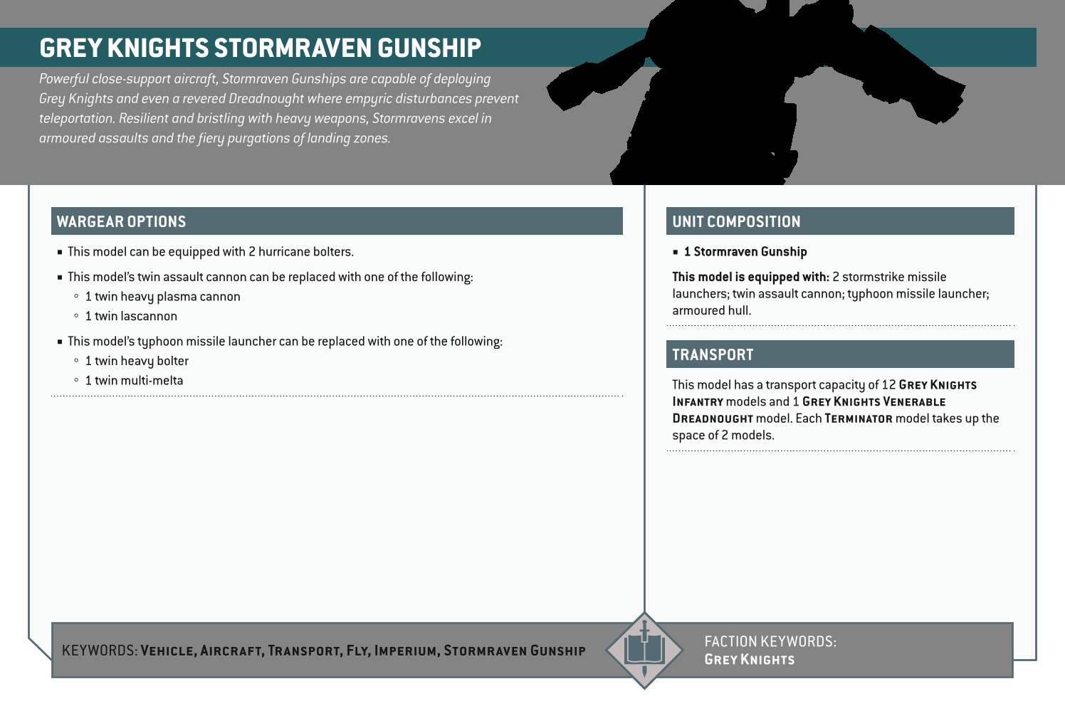 Grey Knights Stormraven Gunship Options