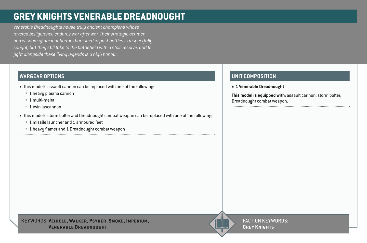 Grey Knights Venerable Dreadnought Options