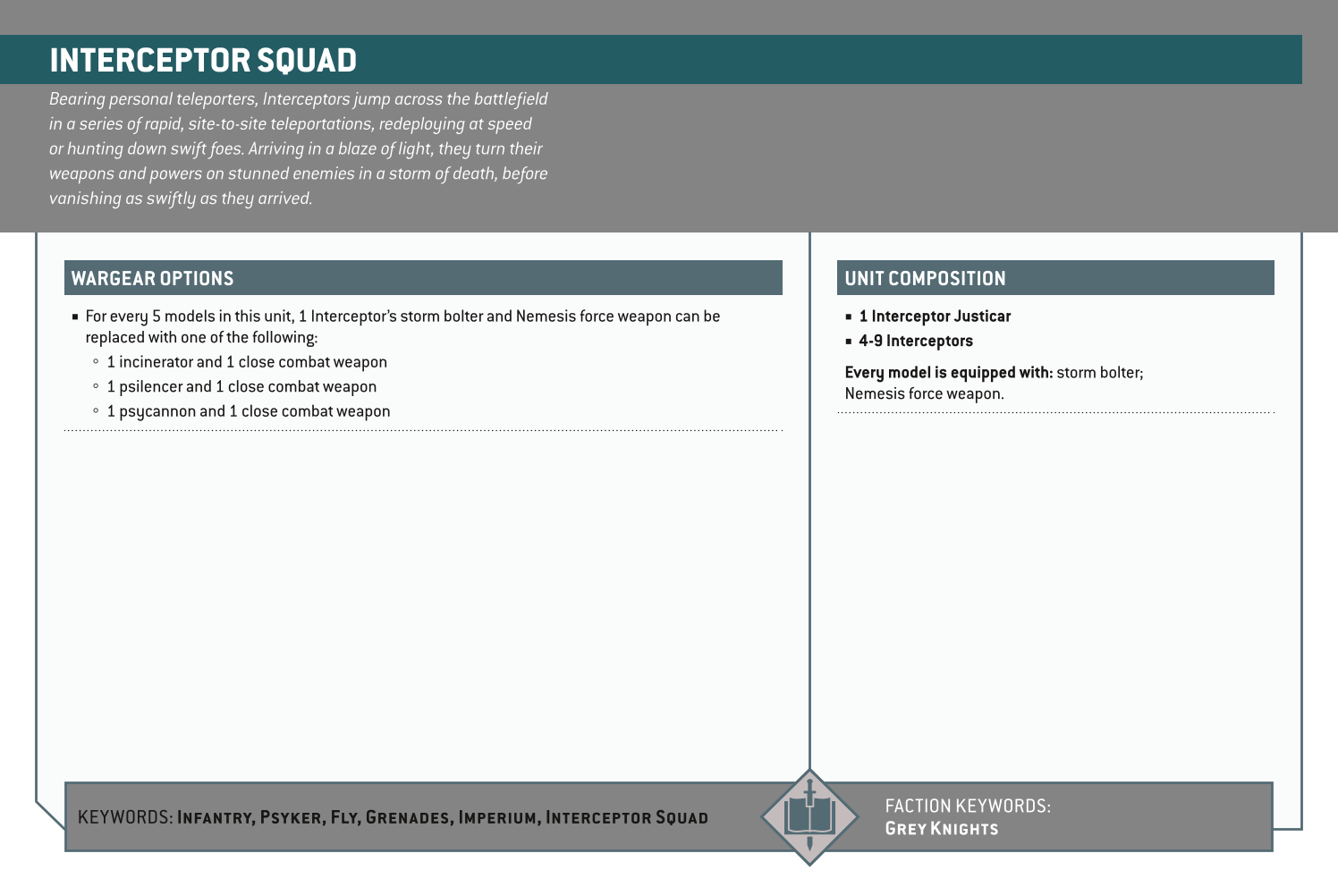 Interceptor Squad Options