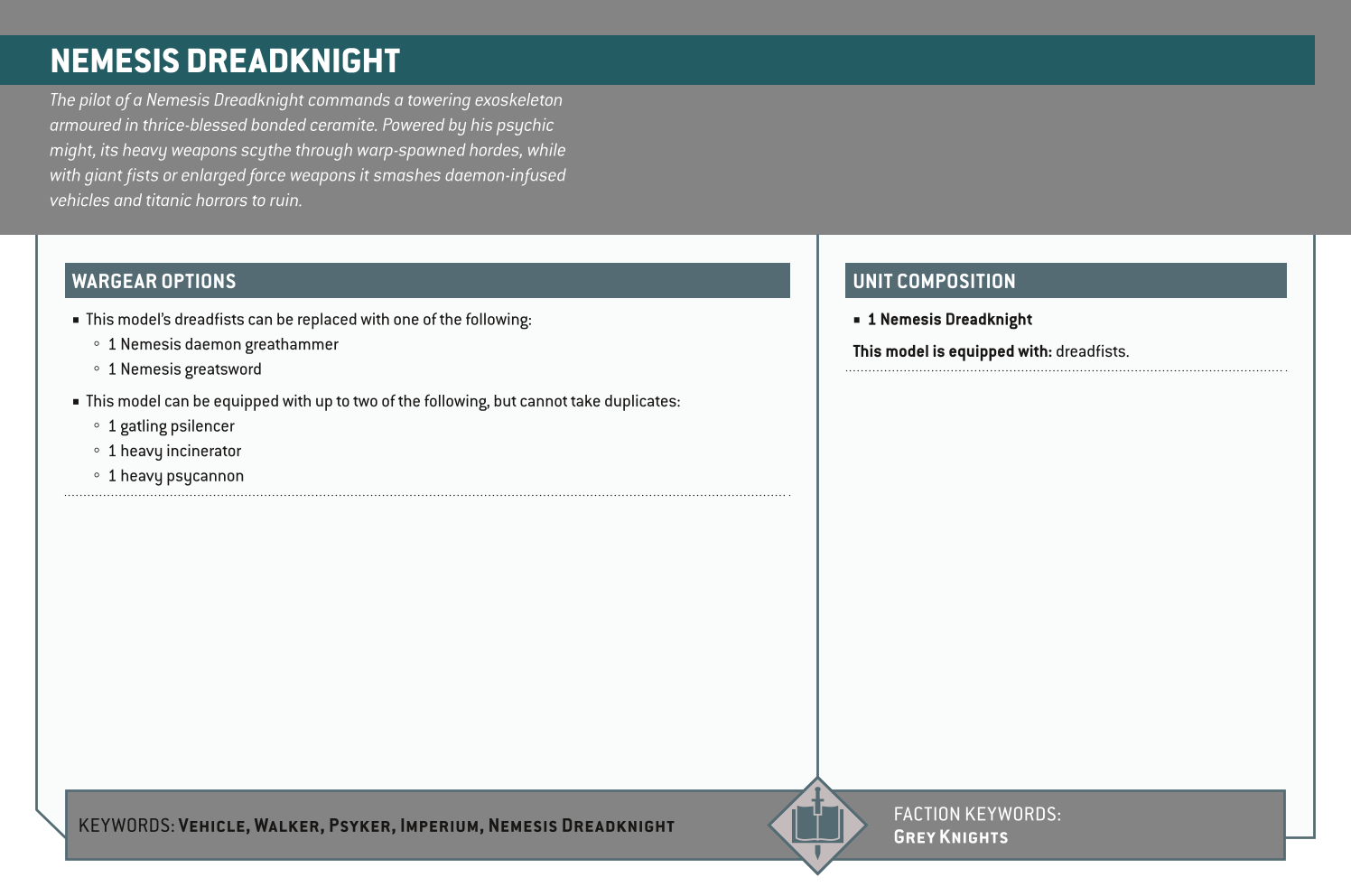 Nemesis Dreadknight Options